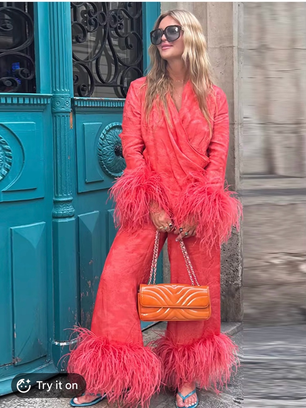Zara x marisa berenson  Coral Feather-Cuff Wrap Blazer limited edition